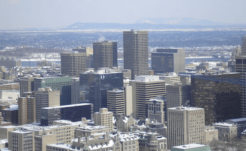 Montreal skyline mountains