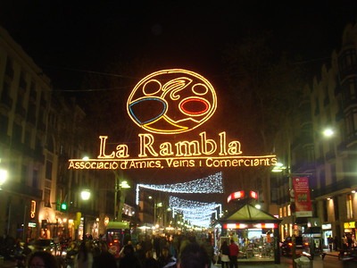 La Rambla' in Barcelona. At night